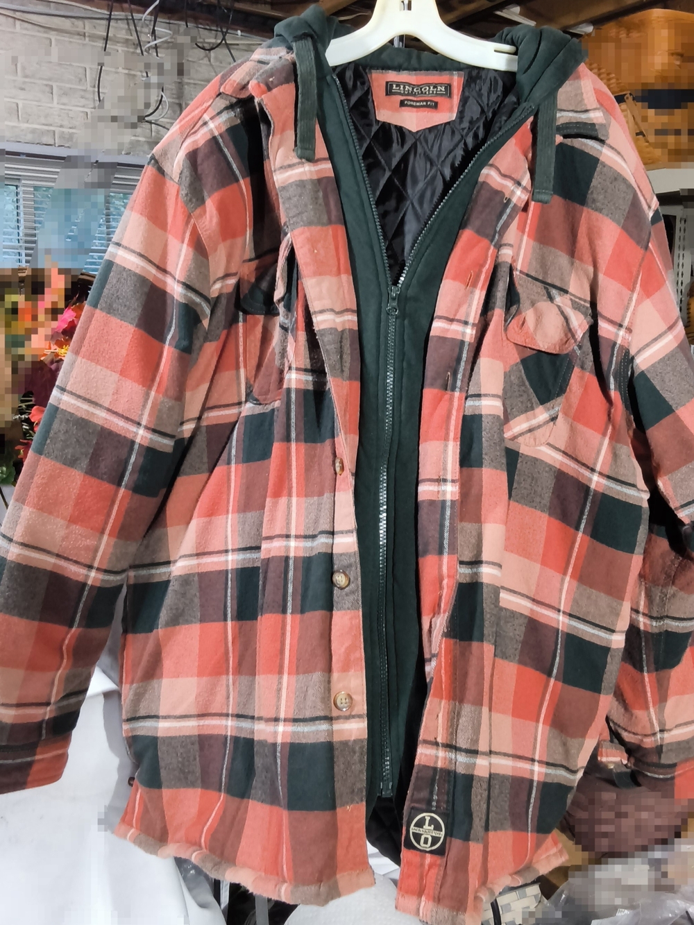 Men’s Plaid Hooded Shirt Jacket in Red and Black